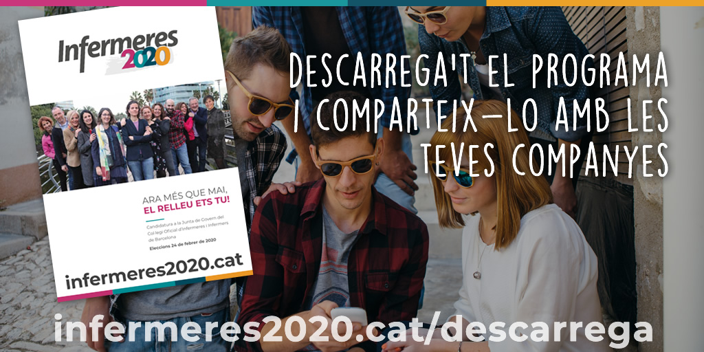 Infermeres2020's tweet photo. Descarrega't el nostre programa en format butxaca i comparteix-lo amb les teves companyes i companys! T'expliquem el que farem per les #InfermeresdeBCN Descarrega'l ara 👉 https://t.co/cwU2haNAuI #elrelleuetstu #EleccionsCOIB #COIB2020 https://t.co/kIpCOKMSsH