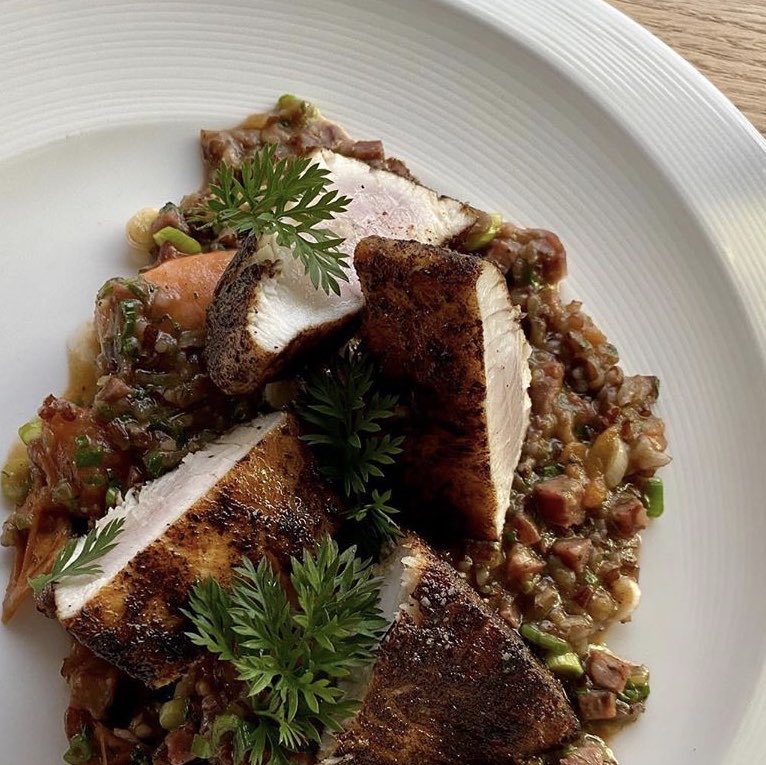 OpenBlueCobia's tweet photo. Cold smoking Cobia results in a delectable dish!
Check out @thelarderphx
🐟
#coldsmoked #cobia•roasted campari tomato etouffee•jefferson red rice•lobster emulsion
🙌
...
#thelarderphx
#cobiafish #seafood #coldsmokedfish #seafood2xwk #naturalomega3 #openblue https://t.co/bJtLLTLr10