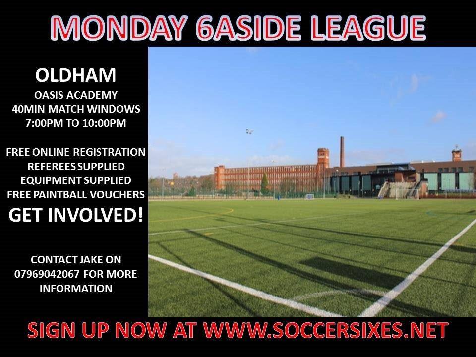 ⚽🚨 Monday Night Football 🚨⚽
Is your team up to standards? 🤔
Join Oldham Soccersixes every Monday 7pm-10pm ⚽️🏃‍♂️
Contact Jake now and GET INVOLVED!
#Teamwork #6aside #MNF