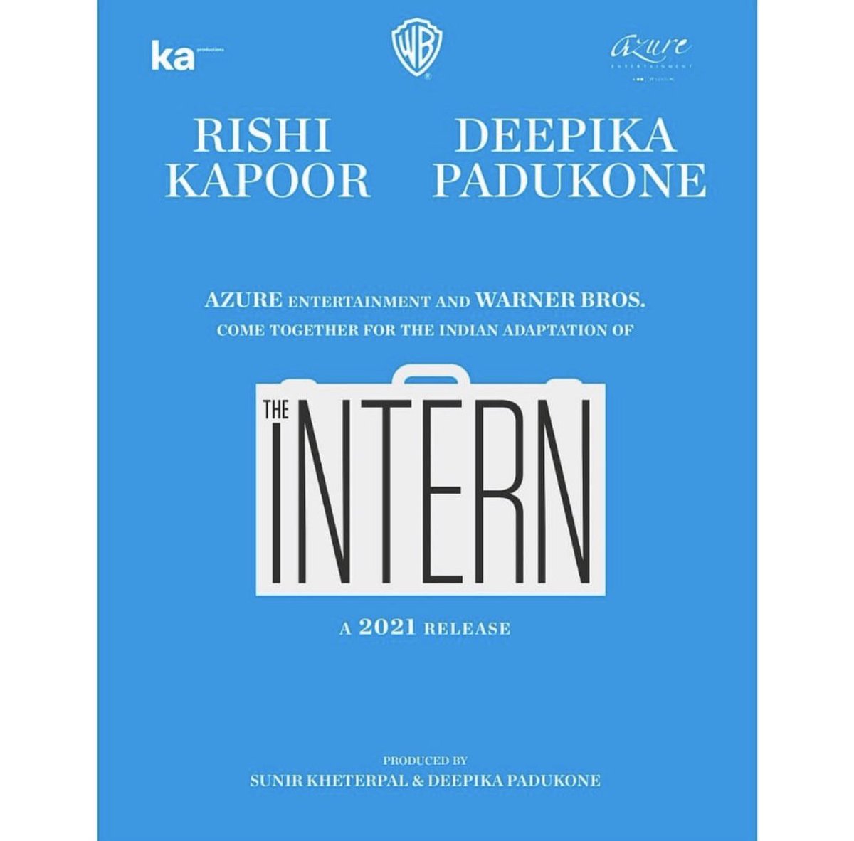 filmfare's tweet photo. This is huge! #DeepikaPadukone and #RishiKapoor to share the screen in the remake of #TheIntern. https://t.co/gNa3z17rWa
