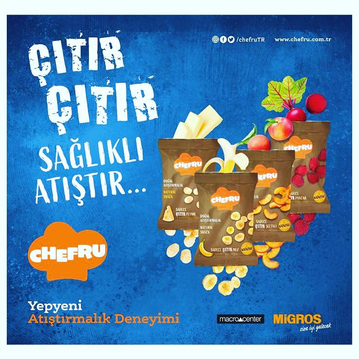 Sağlıklı yaşam için yepyeni bir atıştırmalık deneyimi: @ChefruTR 
*Mesai saatleri kadar, molalarını sağlıklı değerlendirenlere...
*Çocuklarının eğitimi kadar, sağlıklı beslenmesini önemseyenlere...
*İş dünyasındaki başarısı kadar, sağlıklı yaşamayı önemseyenlere...