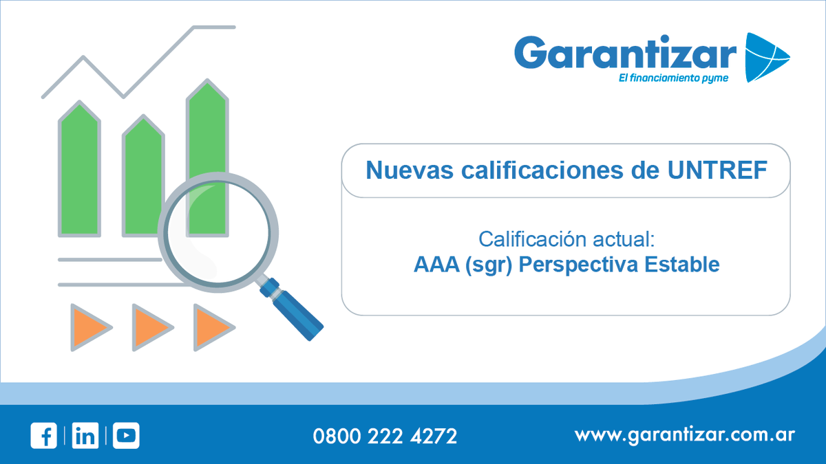 Garantizar's tweet photo. Una vez más la Agencia de Calificación de Riesgo Universidad Pública (@UNTREF) nos ha otorgado la calificación más alta, basada en el excelente rendimiento durante el 2019. ¡Seguimos manteniendo el #liderazgo absoluto del mercado! https://t.co/FYEanUP0AY