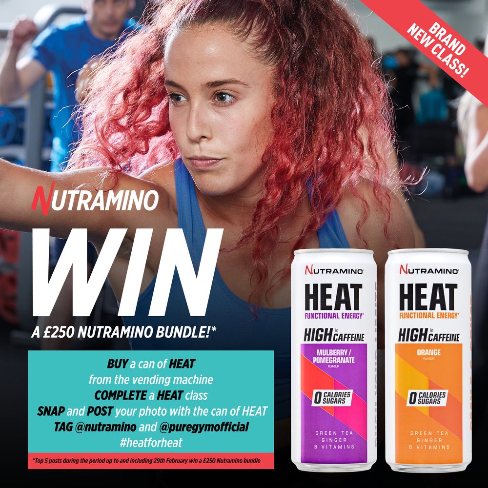 Competition time!!!

To enter all you have to do is buy a can of HEAT from our vending machines, get into a HEAT class, snap a pic of yourself pre or post class (including the can of HEAT) and post it on social media (tagging <a href="/nutramino/">Nutramino</a> @puregymofficial and #HeatForHeat).