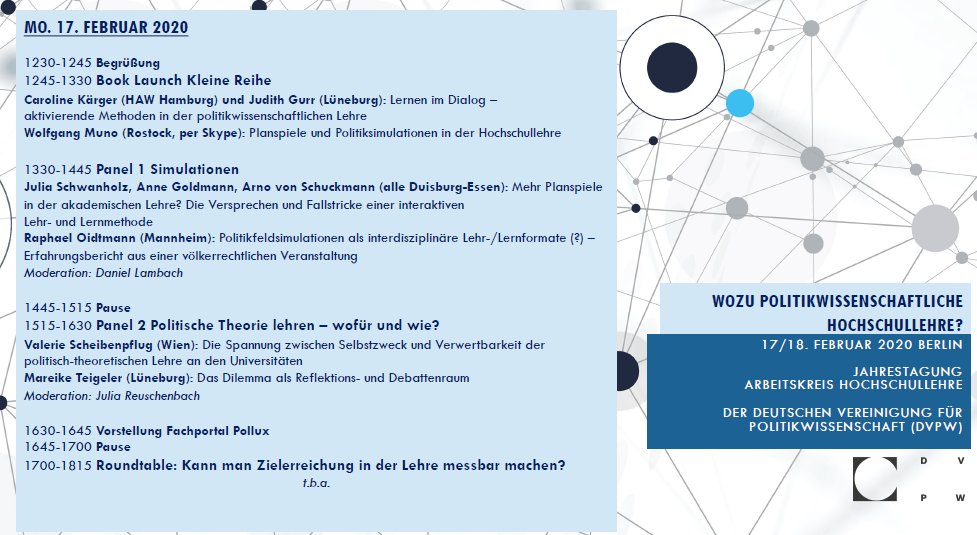 laramoeller91's tweet image. #Hochschullehre ist wichtig für die #PolitischeBildung und die #Politikwissenschaft - ich bin gespannt auf die @dvpw Jahrestagung des AK Hochschullehre und den Austausch mit Kolleg_innen! #Nachwuchs #Universität #Studium #Politikdidaktik #politicalscience