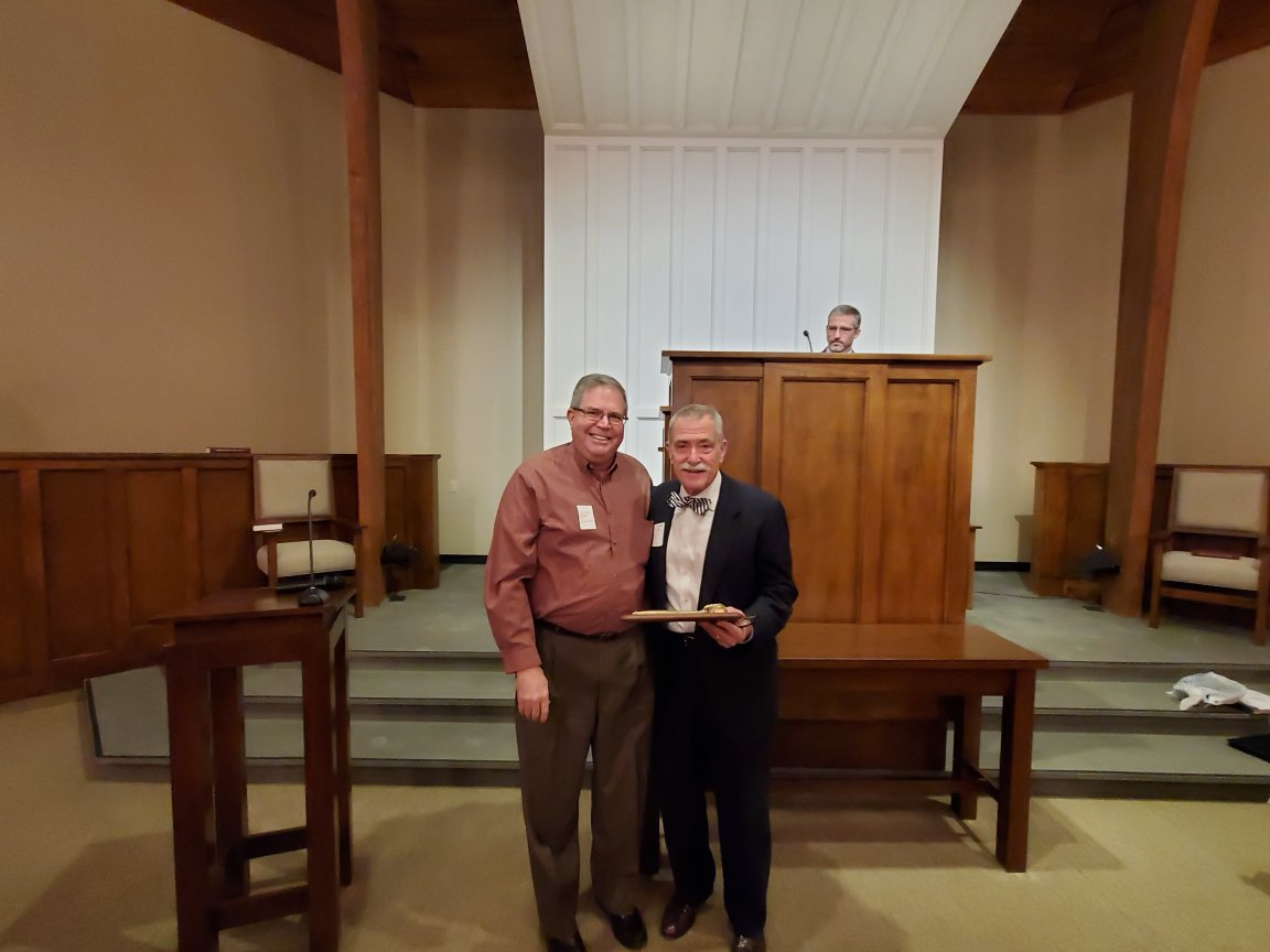 GPTSeminary's tweet photo. On Saturday, Calvary Presbytery of the PCA thanked and honored Dr. Pipa (@jpipajr) for his service as Moderator during 2019. Here pictured with Dr. Pipa is Administration Committee Chairman Pastor Jim Roberts of Westminster PCA (Clinton, SC). #churchman https://t.co/OjSGi39hUc