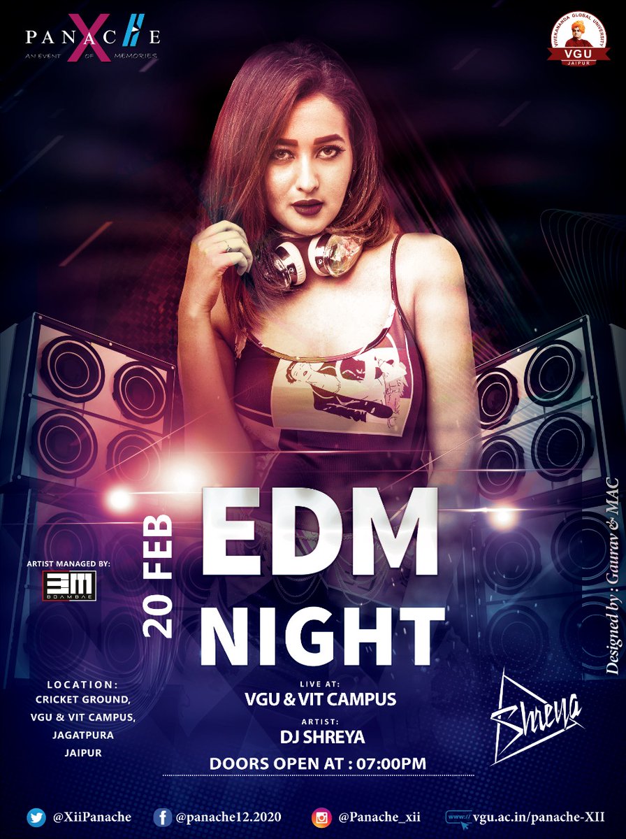 XiiPanache's tweet photo. #panachexii
#djshreya
#djnyt
Hold your breath for the drop......😉💣
Act Like a Lady, Play Like a Boss!! - DJ SHREYA

Get ready for the drop from DJ Shreya on 20FEB2020 in VGU &amp; VIT Campus...
Get your ticket now.... https://t.co/SRynES67j7