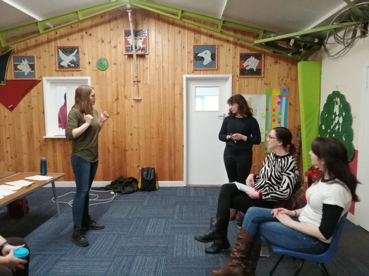 Working in Process for #ICARUS <a href="/thewildinnocent/">The Wild and The Innocent</a> 
Deaf actor <a href="/TheLaraSteward/">Lara Steward</a> with director <a href="/annamarsland/">Anna</a>, assistant director <a href="/EHowlett/">Erika Howlett</a> and BSL consultant <a href="/DancingPhoenix/">Rebecca A. Withey</a> in working team. That's how we process the play with #BSL, #English and #music