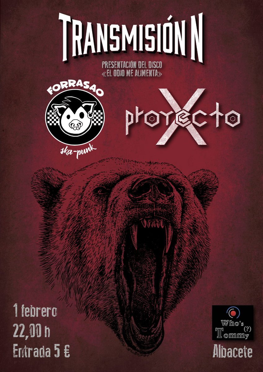 transmisionN's tweet photo. El sábado volvemos a la carga!!nos vemos en #Albacete junto a #forrasao y #proyectox. La gira continúa!
#conciertos #rock #punkrock #tuodiomifuerza #castillalamancha #gira #Directo #enconcierto @DiscosRuidosos https://t.co/vj2SPRRx2P