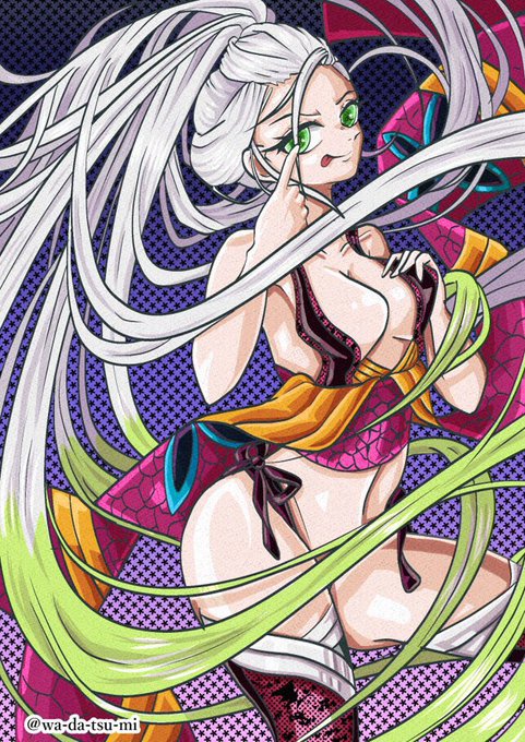 流弓さんがTwitterに投稿した堕姫(鬼滅の刃)のイラスト。