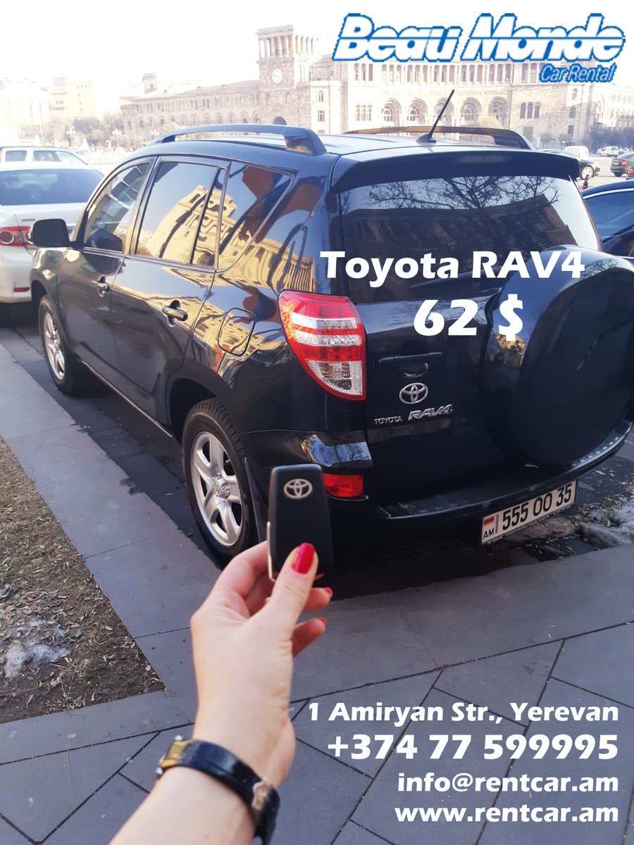RentCarAm's tweet photo. Toyota RAV4
Rate per day- 62 $

Beau Monde Car Rental
+374 10 599995, +374 77 599995
info@rentcar.am
https://t.co/h4qrmnvcII https://t.co/nbVOFG9YVn