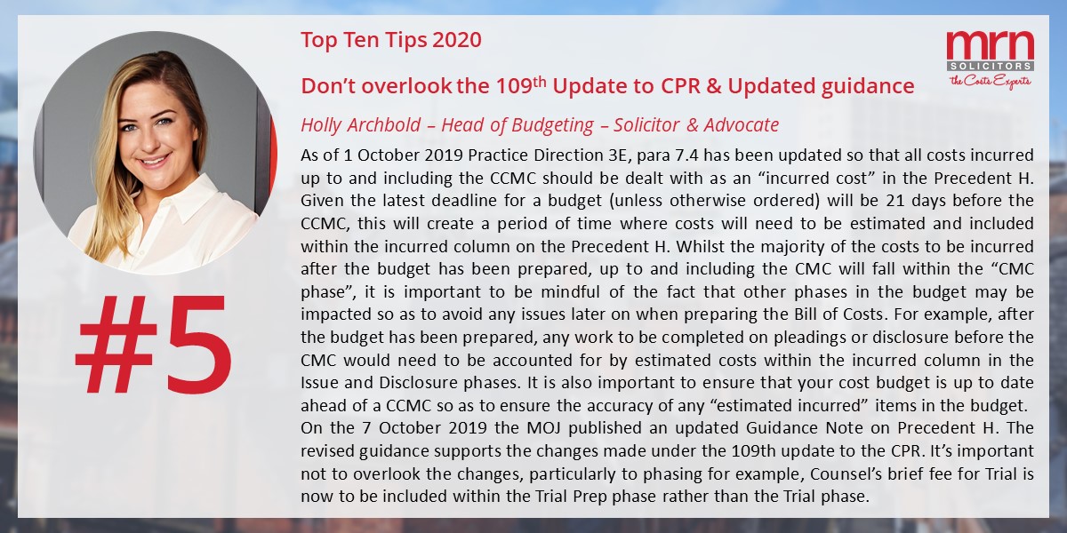 Delighted to share our fifth tip in our Top Ten Costs Tips for 2020, this time submitted by our Holly Archbold