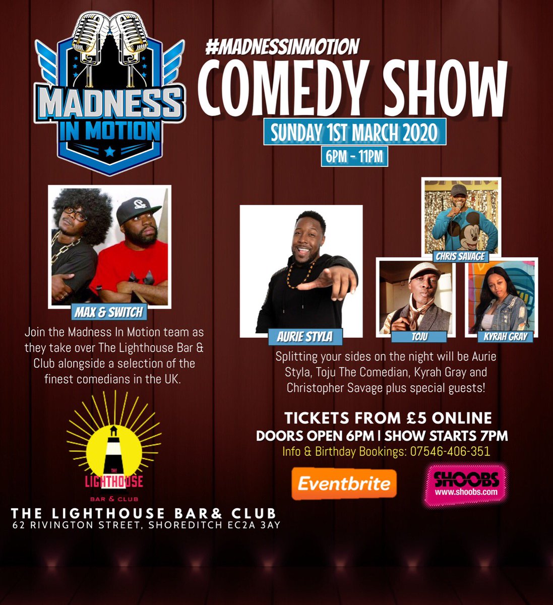 itsdjswitch's tweet photo. Love Comedy? Get your limited tickets for #MadnessInMotion 👊🏾 You know it makes sense 🥳 https://t.co/3H9hWTqern