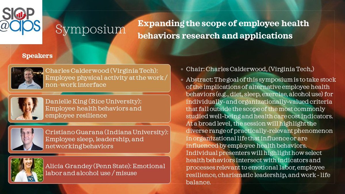 SIOPatAPS's tweet photo. Check out the #OHpsych session at #aps20chi, be sure to submit your own #IOpsych research to the conference as well! #psychology #worklife #health #workplacewellness https://t.co/uCuhBwtXwf