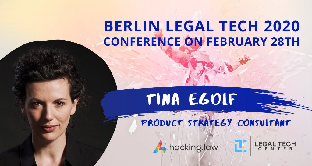 legaltechcenter's tweet photo. Next speaker is Tina Egolf, Product Strategy Consultant, who will speak about "Law as a product and the consequences". (Talk in German). Get your ticket for the #BLT2020 Conference here - startups tickets are still available! https://t.co/rb23xiYPHg
#HackingLaw #LegalTech https://t.co/xt2YyTT7N9