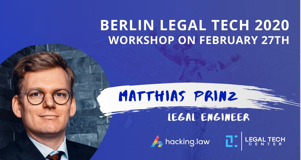 legaltechcenter's tweet photo. Legal Engineer and workshop speaker, Matthias Prinz, will be giving a #BLT2020 workshop on the essential tools of legal engineering: programming and tools. Register for both Matthias' workshop and the conference now: https://t.co/rb23xiYPHg
#HackingLaw #LegalTech #Workshops https://t.co/y9UYcYQoPv