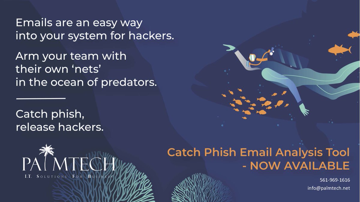 PalmTech's tweet photo. Catch #phish, release #hackers. Call #PalmTech for info. 561-969-1616 https://t.co/9b2rxEieKo