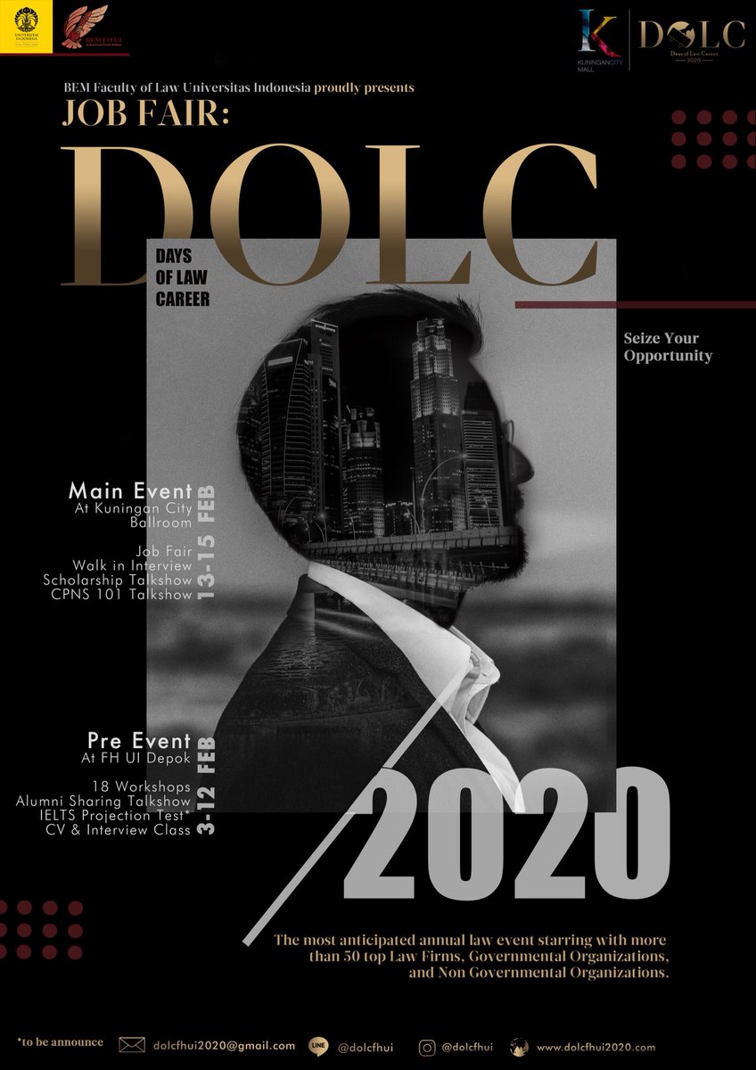 [DOLC: THE BIGGEST LAW JOB FAIR IN INDONESIA]

BEM Faculty of Law Universitas Indonesia proudly presents, the most anticipated annual law event starring with more than 50 top Law Firms, Scholarships, Governmental Organizations, and Non Governmental Organizations.

<a href="/dolcFHUI/">Days of Law Career</a>