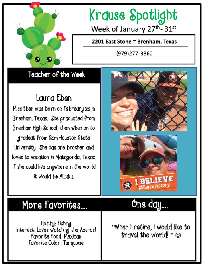 KrauseElem's tweet photo. Congratulations to this week's Teacher of the Week and Support Staff of the Week. We appreciate all you do! #kesstickstogether https://t.co/sDyAhJteFs