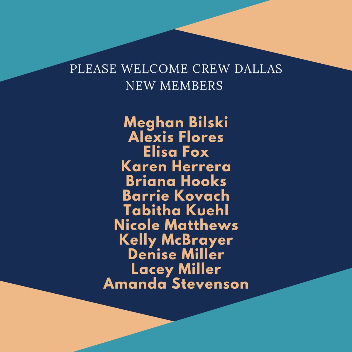 CREWDALLAS's tweet photo. Happy #NewMemberMonday to the newest #CREWDallas members #membershiphasitsbenefits #breakingbarriers #createcrewconnections #togetherwecan https://t.co/jfxBBGj0BO