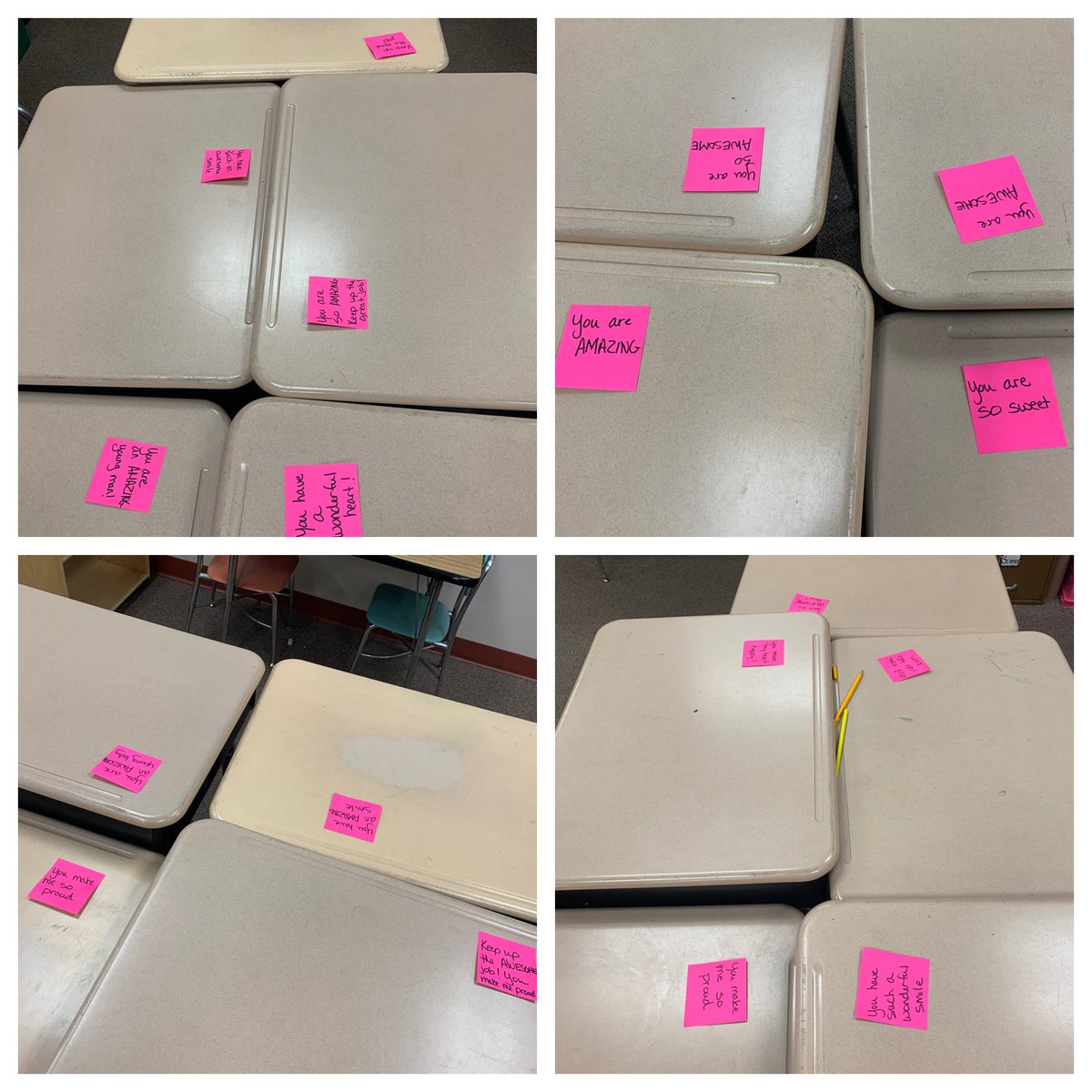 Started my morning with positive messages for each of my students! There has been mysterious post-it notes left on teachers doors with positive messages so I thought I would pay it forward to my awesome 2nd graders! It made them smile! <a href="/Curvin_McCabe/">Curvin_McCabe</a> <a href="/DepotMichelle/">Michelle Depot</a>