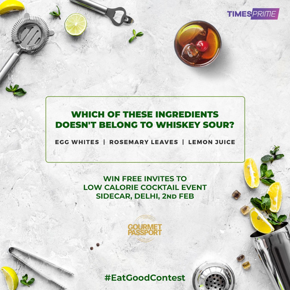 timesprime's tweet photo. Here's your chance to win a free invite to Low Calorie Cocktail Event at Sidecar, Delhi, 2nd Feb.
All you need to do is -
👉 Tell your answers in the comments.
👉 Follow our page
👉 Tag 3 friends
#ContestAlert #EatGoodResolution2020
@gourmetpssprt https://t.co/UItUi6g2Vl