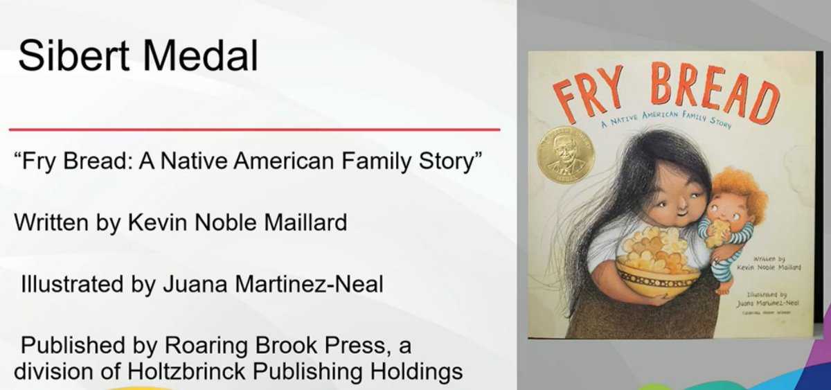 MackinLibrary's tweet image. The Sibert Medal goes to "Fry Bread: A Native AMerican Family Story"! Written by Kevin Noble Maillard.

Congratulations!!! 🎉
#ALAyma #alamw20 #alamw2020