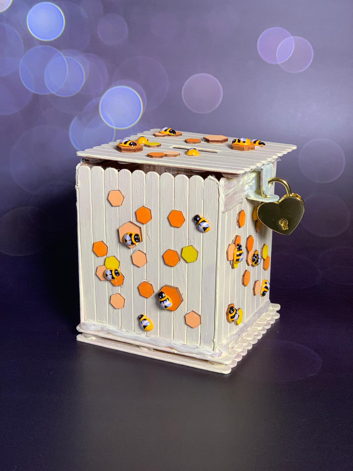 Kiwi Craft on Twitter "DIY Popsicle Stick Beehiveshape Money Box