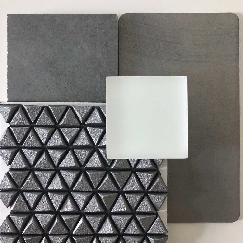 InsideWright's tweet photo. I was brought onto a project where the client wanted a grey and white master bathroom and powder room. The bathroom will be beautiful but familiar looking. The powder room will be grey too, not familiar looking tho. It’s going to be super unique. A bit of glass and a bit of glam! https://t.co/sPGFCK8i13