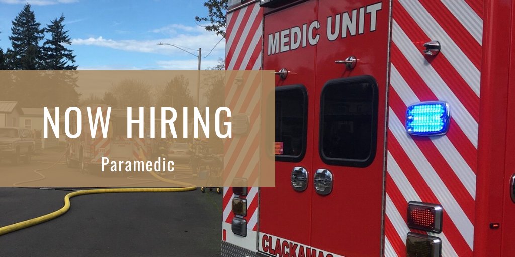 clackamasfire's tweet photo. Want to work for #ClackamasFire? We are accepting applications for Paramedic with a deadline of February 2. For more info & to apply, visit: https://t.co/BdrliLfMKZ. #BeCFD #emsjobs #paramedic #firejobs #nowhiring #paramedicjobs #jobs4vets https://t.co/6siY48g90M