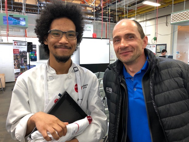 dual_sd23's tweet photo. Congrats to Joshua Pettersen, Gateway Trades Sampler program graduate. Joshua plans to follow his passion into the Culinary Arts program @tradesOC.
@SD23News  #culinaryarts #skilledtrades https://t.co/aB2FLSbCuR