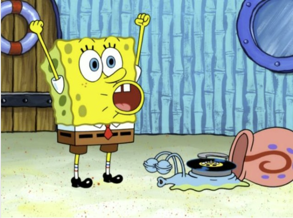 SpongeBob's tweet photo. when your fav song comes on https://t.co/9kgDRO6cdU