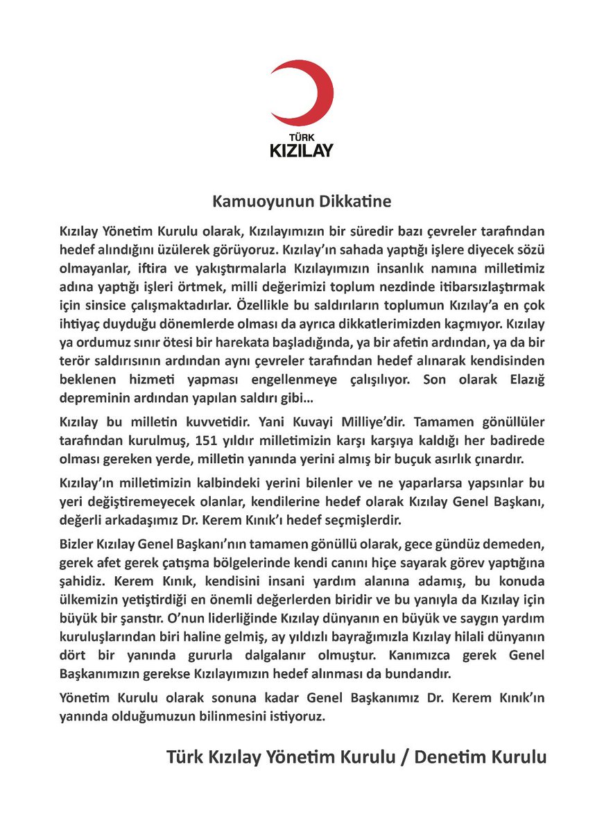 Kamuoyunun Dikkatine #TürkKızılay