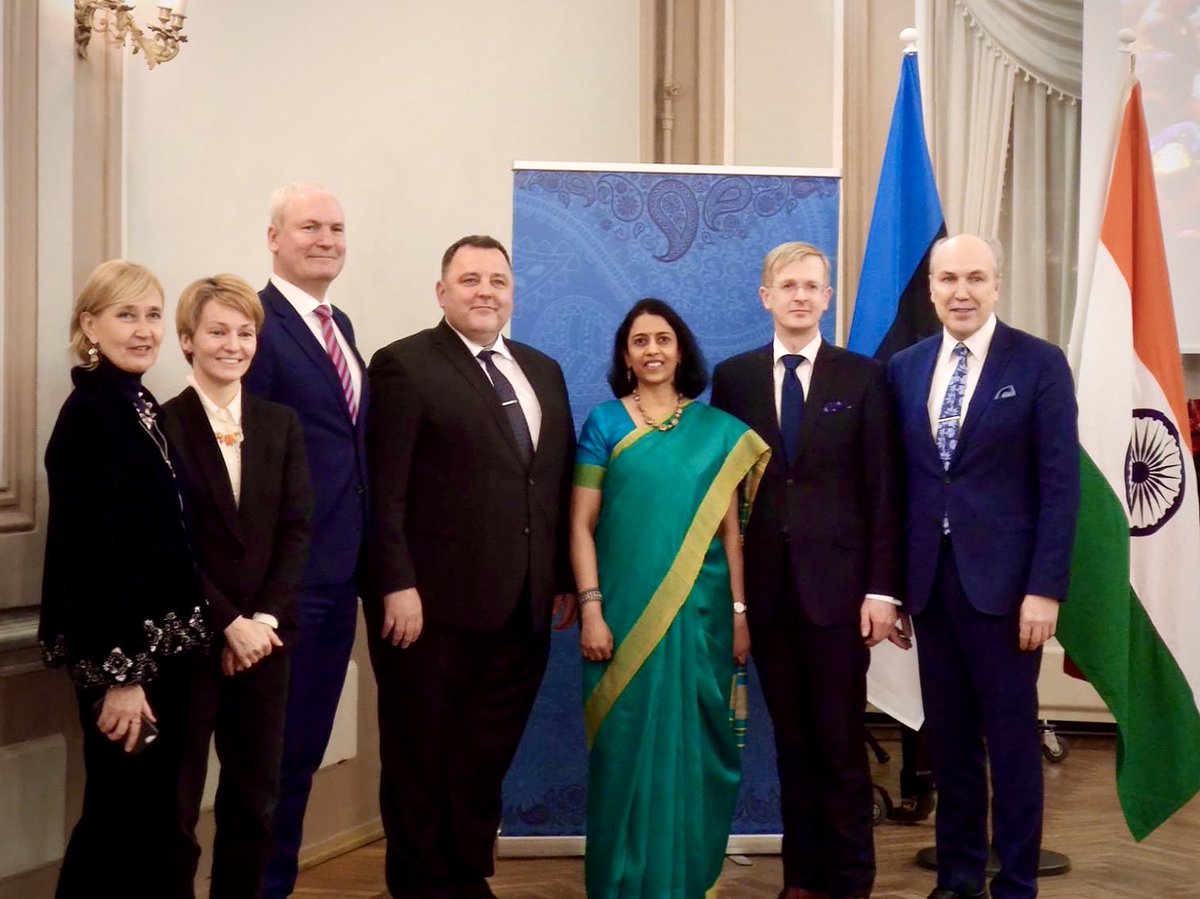 IndEmb_Fin's tweet photo. We celebrated #RepublicDay in #Tallinn, #Estonia with MPs Aivar Kokk, @YokoAlender, Juri Jaanson, Govt officials, business chambers, Indian comty  &amp; friends of India. Thank you @SvenSester, MP &amp; Chair, India Parliamentary group for gracing occasion @MFAestonia @IndianDiplomacy https://t.co/6GLqpNru46