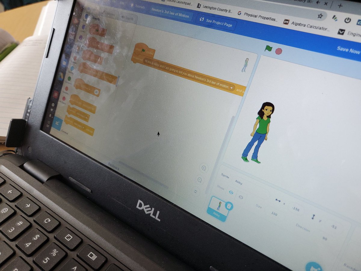 sbrooks2587's tweet photo. Getting started explaining Newton's 3rd law with Scratch coding with @LiddleDenise and Code to the Future. #wkmssoars #lex1codes #lex1science #rundlc @lex1science https://t.co/h3NIarQN2g