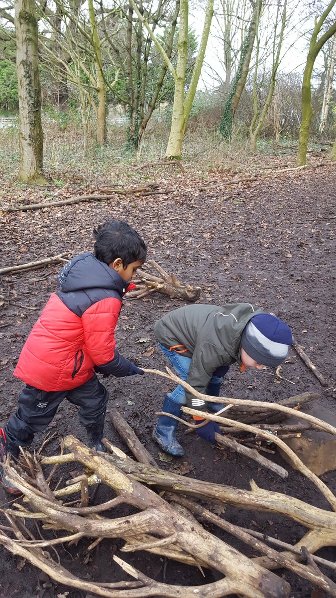 EYFS are having a great time exploring and having fun in the woods <a href="/UptonHeathCE/">Upton Heath CE Primary School</a> #forestschool #havingfun