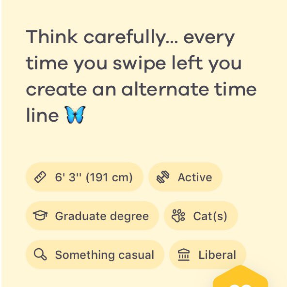thebumblebumso1's tweet photo. Does anyone else think about this while swiping? I know I do 🐝 #thebumblebums #bumble #tinder #okcupid #hinge #onlinedating #relationshipadvice #comedy #lol #datinghorrors #horrorstory #butterflyeffect https://t.co/QCUD8WpLwc
