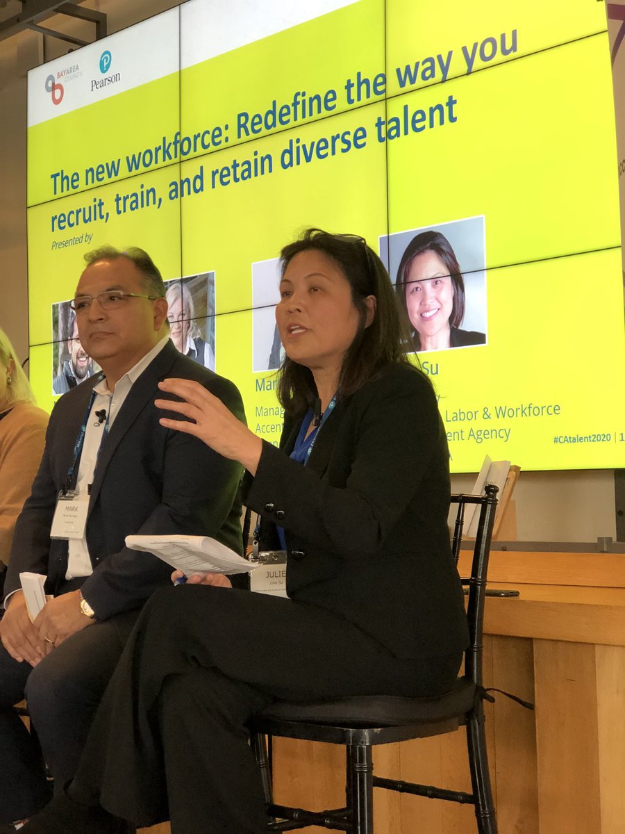 Secretary of Labor and Workforce Development <a href="/JulieSuCA/">Julie Su</a> leads a panel discussion at the Building the Future of CA Talent Symposium - what are employers doing to recruit, train, maintain the skills of their workforce? #CAtalent2020