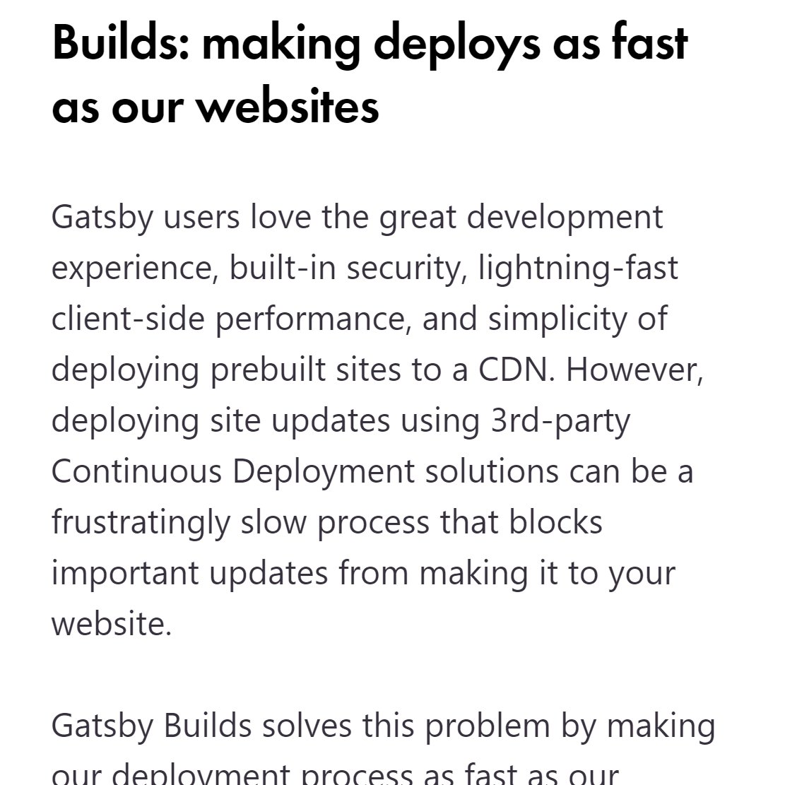 screenshot of Gatsby Builds blog post