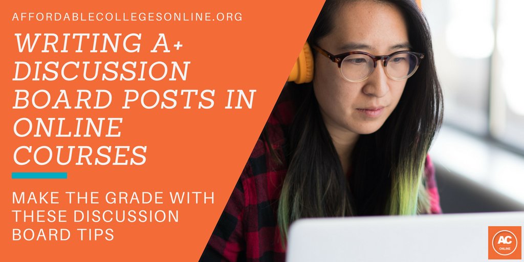 How important are online discussion boards?

This guide provides info on what students can expect when using an online discussion board, the etiquette to follow on these boards, and how professors grade the posts students make. #collegetalk #Onlineschool

affordablecollegesonline.org/college-resour…