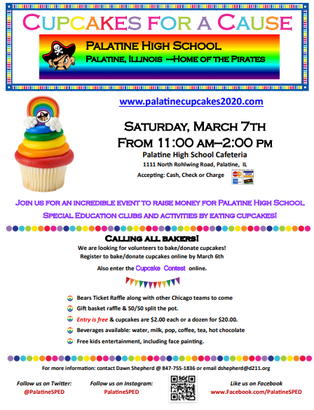 PalatineSPED's tweet photo. CUPCAKES ARE COMING 3/7/20
#OnePHS #PalatineSPED https://t.co/Wx48TNtaQj