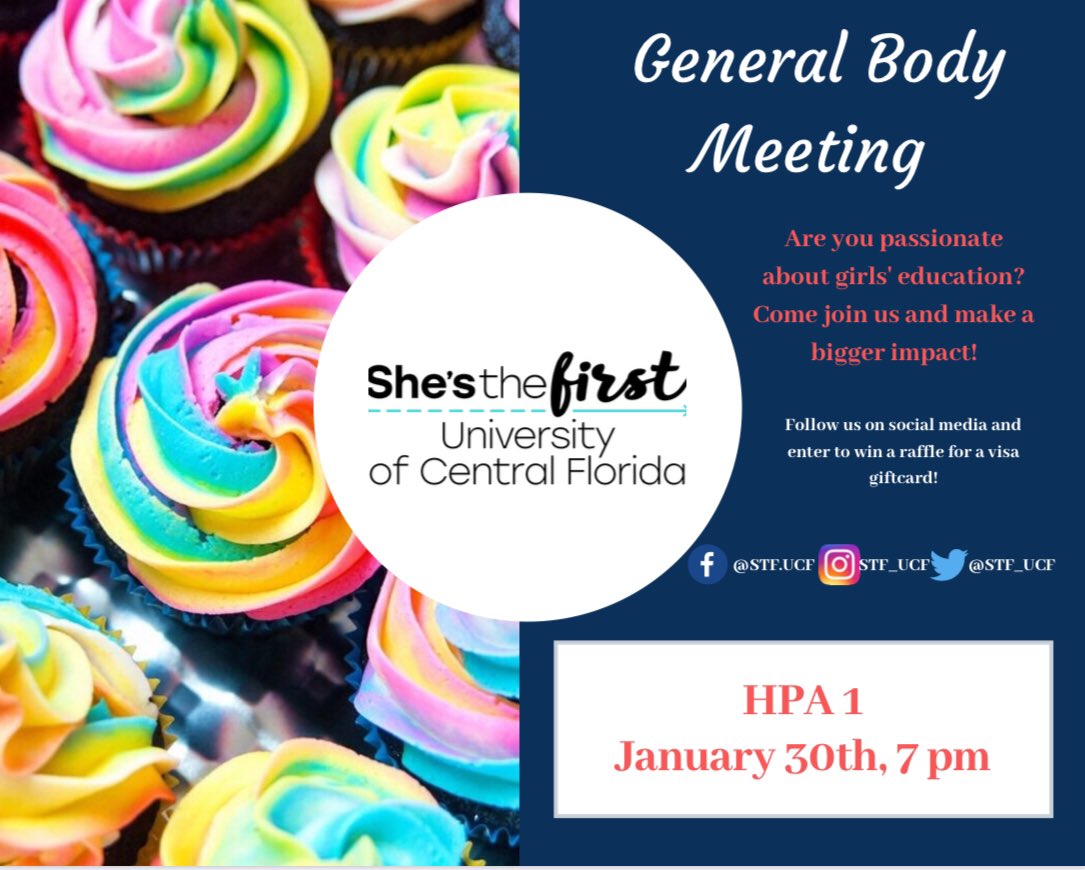 STF_UCF's tweet photo. Our 1’st Body Meeting is Thursday, January 30! Join us in HPA 1 at 7:00pm https://t.co/IMtKydRife