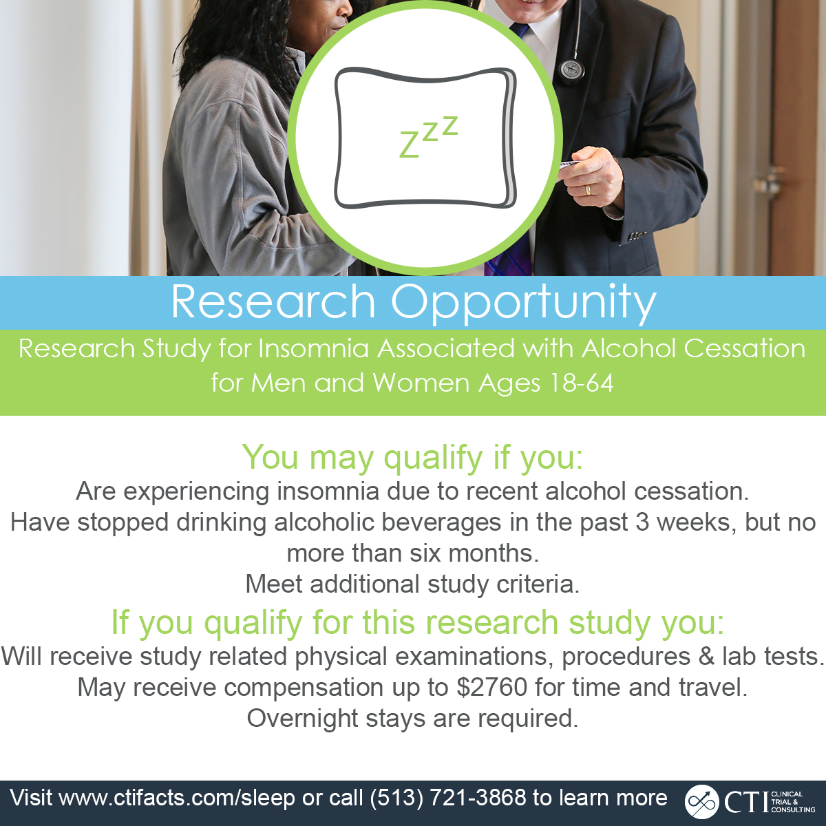 CTI_CRC's tweet photo. Do you experience insomnia? You may be able to take part in one of our research studies! Visit https://t.co/5MyrtYmfLT to learn more.

#SleepDisorder #Insomnia #ClinicalResearch https://t.co/eMSqv0hPue