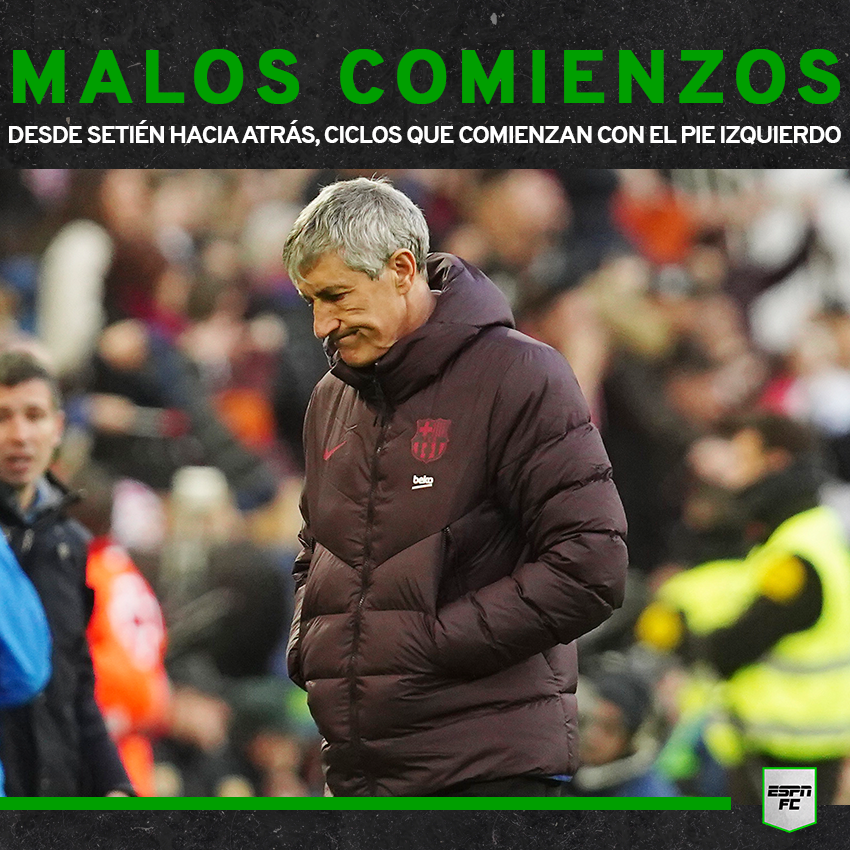 ESPNFutbolClub's tweet photo. Con el flojo arranque de Quique Setién en el Barcelona, hoy vamos a repasar los #MalosComienzos de entrenadores en sus ciclos.
¿Cuál se te viene a la mente? ¡Escribimos con el HT que te leemos al aire! https://t.co/rz2UvlxAiP