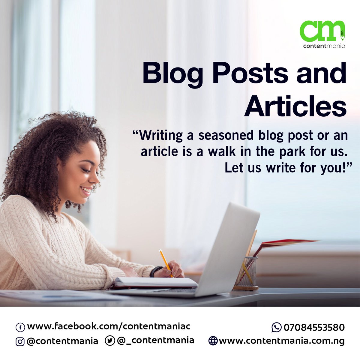 _ContentMania's tweet photo. Are you considering writing a blog post or an article?
At ContentMania, we are dedicated to providing you with the right words.
We have got you covered!
#mondaymotivation #CMWriters #contentwriters #ContentMania https://t.co/xw4z0rqYo1