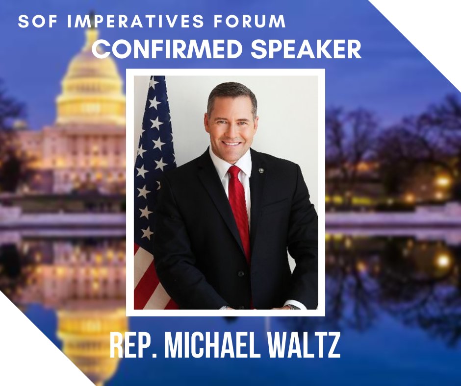GlobalSOF's tweet photo. Rep. Mike Waltz (R-FL) will be speaking at our upcoming SOF Imperatives Forum in DC on a panel about "Light Attack Support to SOF.” Don't miss out on this unique opportunity--register to attend today! #SOFpolicy #SOF @RepMichaelWaltz

Learn more: https://t.co/H9mBmCVgi4 https://t.co/3J8kPvYvI9