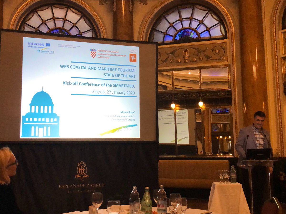 SmartMedProject's tweet photo. Last presentation of the day by Mislav Kovač representing @Panoramed who introduces the project’s WP5 on #coastal &amp; #maritime #tourism https://t.co/ETD6rjIKfr
