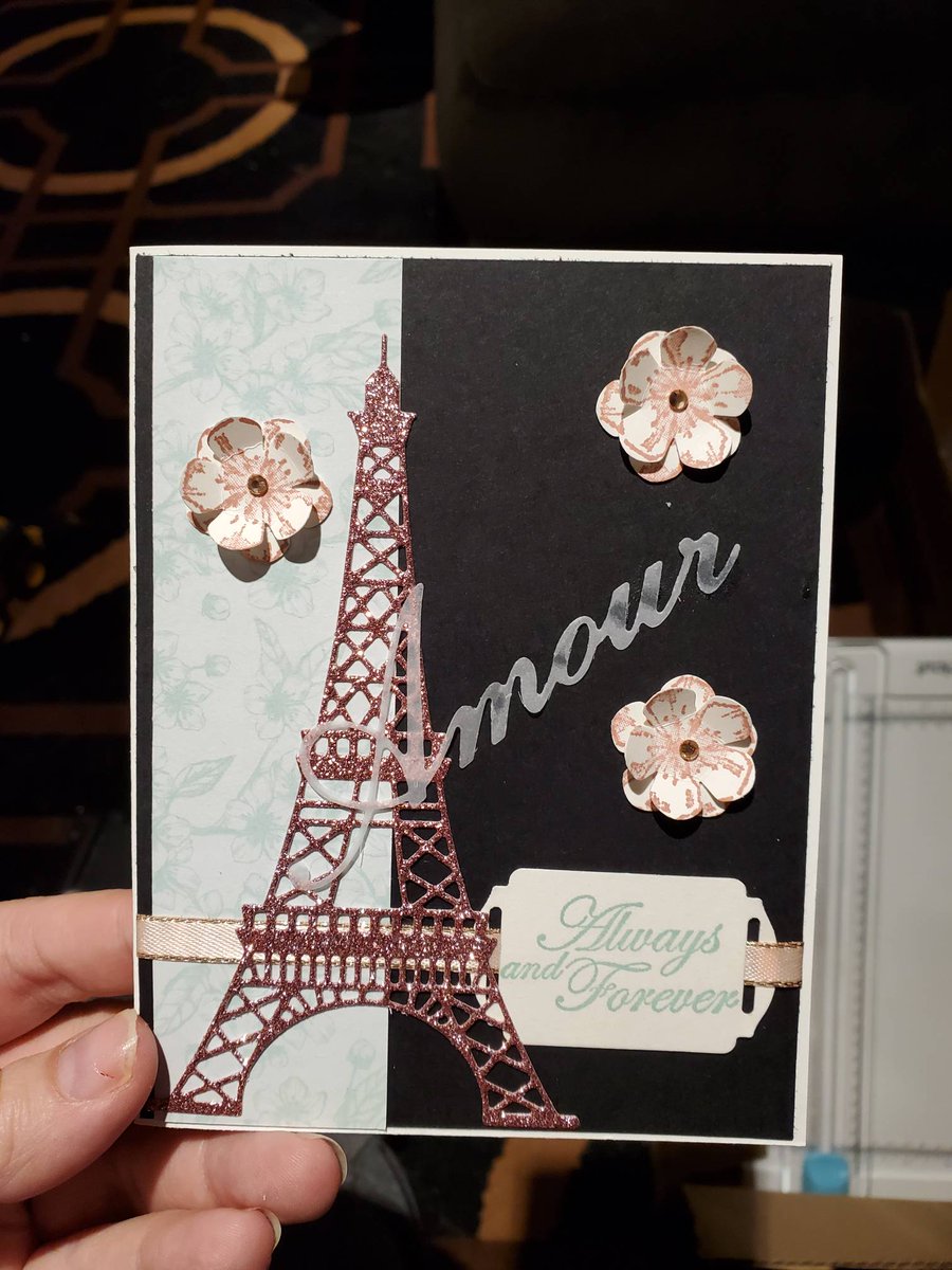 EZebroski's tweet photo. Working on some Valentine's items using the new Parisian Beauty Bundle from #StampinUp. Can't wait to show you!!! https://t.co/AtvpH8CezN