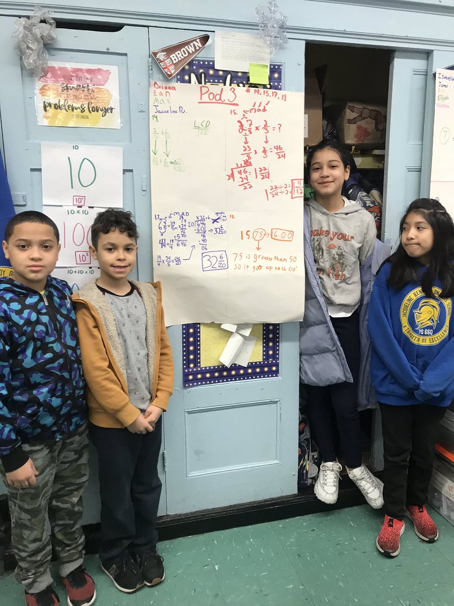 MadeFor5thGrade's tweet image. Students work in collaborative groups to check and edit mathematical computations. This activity is accompanied by a “gallery walk” where students can identify different ways of finding solutions. 
@PS66JKO ✖️➕➖➗
#AlgebraForAll