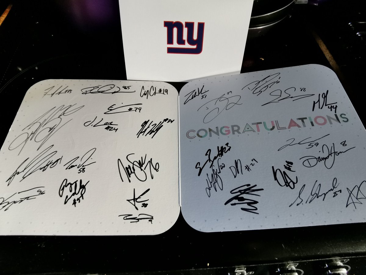 Thanks <a href="/saquon/">Saquon Barkley</a> <a href="/markusgolden/">Markus Golden</a> and all the other <a href="/Giants/">New York Giants</a> for singing my wedding card 👌🏻💙
