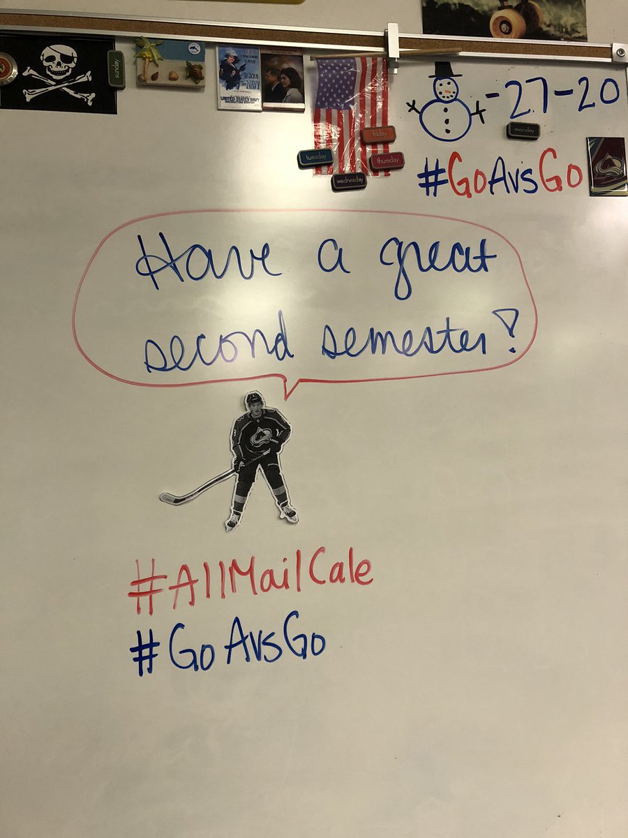 AvsAngelsChick's tweet photo. Day 7 without @Avalanche hockey and all’s not well 😔 is it Saturday yet???? 

Meanwhile, #AllMailCale is greeting students to the second semester!

#GoAvsGo 🏒💙❤️ https://t.co/0Fsz7ZClRo